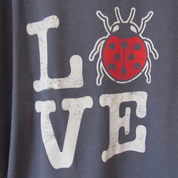 Instant Message Love Ladybug Gray Tank Top Plus Size 1 Sleeveless Casual - Picture 9 of 9